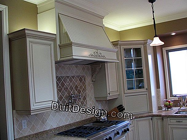 Decorative kitchen hood above a worktop