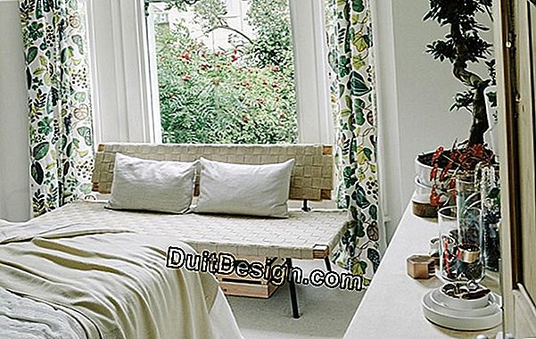 Un dormitorio con decoración tropical.